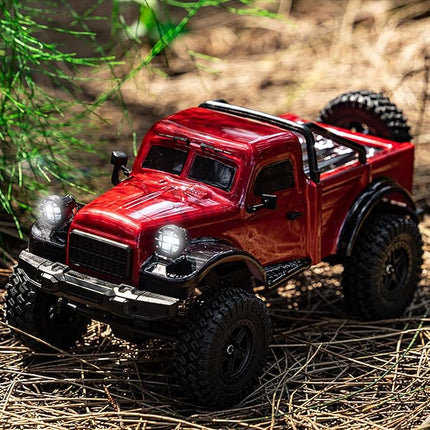 1:18 Scale All Terrain Remote Control Car, 2.4 GHz 4WD RC Rock Crawler with LED Lights, 12KPH Off-Road Pickup Truck Vehicle Toys RTR Gift for Adults