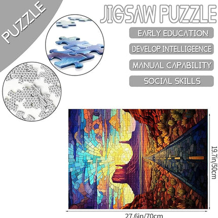 Native America Jigsaw Puzzles 1000 Pieces for Adults, Families (Scenic Highway,Monument Valley,Cactus Plant) Pieces Fit Together Perfectly 19.7''x27.6''inch Landscape Frameable Magic Puzzle Art（Red）