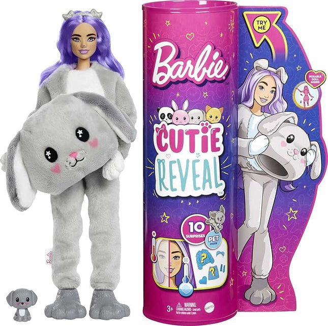 Barbie Cutie Reveal Fashion Doll with Puppy Plush Costume & 10 Surprises Including Mini Pet & Color Change