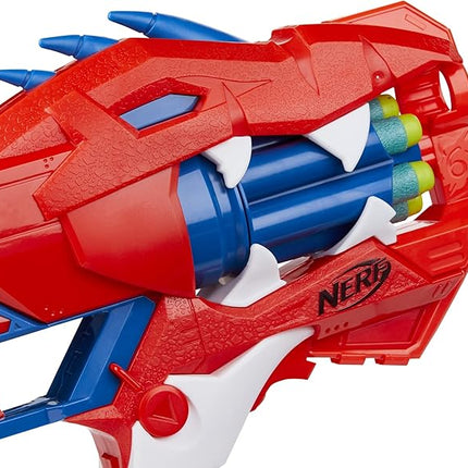 Nerf DinoSquad Raptor-Slash Blaster, 6-Dart Rotating Drum, Slam Fire, Velociraptor Dinosaur Design