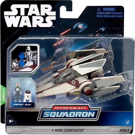 Star Wars Micro Galaxy Squadron V-Wing Starfighter - 3-Inch Light Armor Class Vehicle with Two 1-Inch Micro Figure Accessories