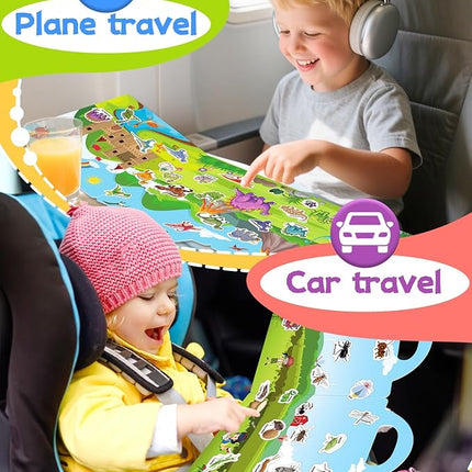 Benresive Reusable Sticker Books for Kids 2-4, Sticker Books for Toddlers 1-3 2-4, Toddler Travel Toys Activities Crafts Gifts - Animals, Dinosaurs and Insect