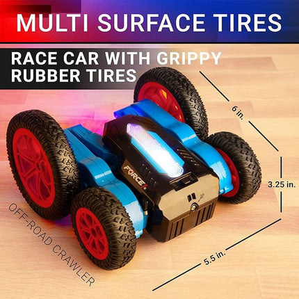 Force1 Tornado Red LED Remote Control Car for Kids- Double Sided Driving Fast RC Cars 360 Flips, Outdoor 4WD Off Road Stunt RC Car, All Terrain Tires, RC Crawler Rechargeable Battery, 2.4GHz Remote