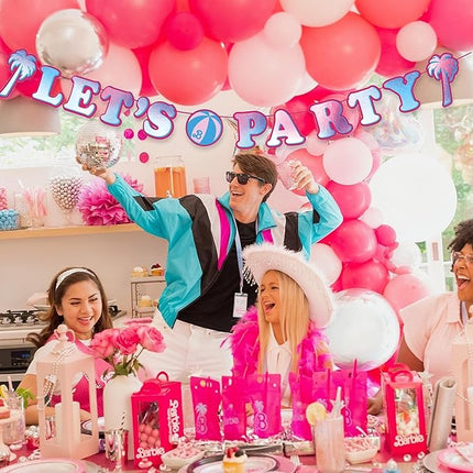 Premium Malibu Pink Barbie "Let's Party" Letter Banner - 10" x 12 ft (1 Pack) - Gorgeous & Durable Decoration for Unforgettable Celebrations - Barbie-Themed Parties