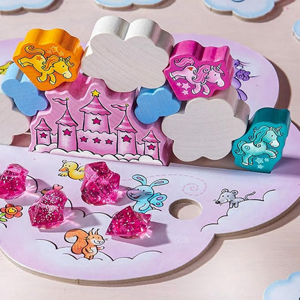 HABA Unicorn Glitterluck Cloud Stacking - Cooperative Kids Board Game - Unicorn Games and Unicorn Gifts- Ages 4+ Made in Germany