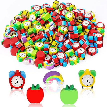 JUNEBRUSHS Apples Erasers for Kids - 150pcs Welcome Back to School Gifts - Cute Mini Erasers for Classroom Prizes & Homework Rewards
