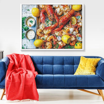 2 Pack Puzzles for Adults 500 Piece Winery & Seafood Dinner Jigsaw Puzzles for Adults, 500 Pieces Birthday Party for Family Kids, Funny Puzzle, 20.5x15 in