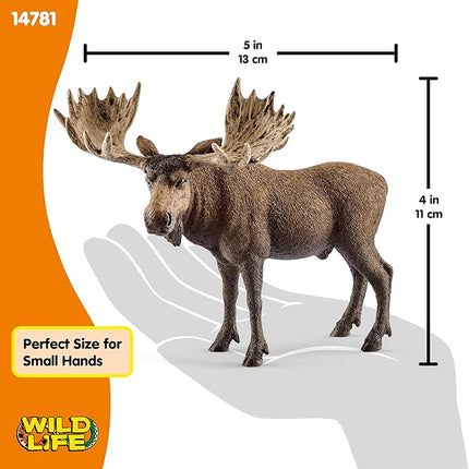 Schleich Wild Life Moose Bull Figurine - Wild Animal Toy Figurine, Durable for Education and Imaginative Play for Boys and Girls, Gift for Kids Ages 3+