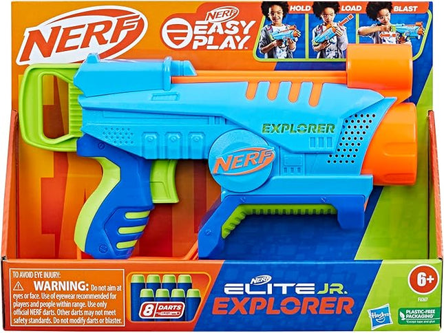 NERF Elite Junior Explorer Easy-Play Toy Foam Blaster, 8 Darts for Kids Outdoor Games, Ages 6 & Up