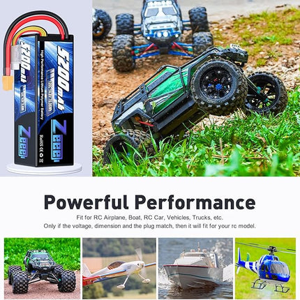 Zeee 4S Lipo Battery 5200mAh 14.8V 120C Hard Case RC Battery with XT60 Plug for RC Car Truck Vehicles RC Buggy Truggy 1/10 Scale Racing Crawler Monster RC Hobby Models(2 Pack)