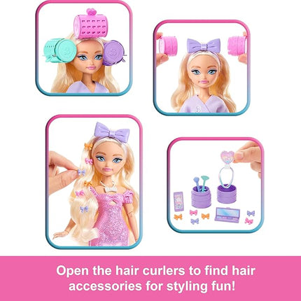 Barbie Dream GET Ready Malibu” Fashion Doll with Stylized Hair, Including Surprise Hair Accessories & 15+ Looks