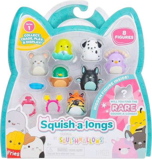 Squish-a-longs 8 Pack - 1” Mini-Squish with 2 Accessories, 1 Ring, and a Collector’s Guide - Collect, Trade, & Play