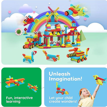 PicassoTiles 240pcs Hedgehog Interlocking Building Shape 3D Blocks, STEAM Educational, Creative, Fun Construction Playset, Sensory Toy Gift for Preschool and Kindergarten Kids, Ages 3 and Up, PTB240