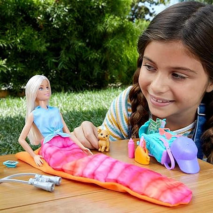 Barbie Doll and Accessories, It Takes Two “Malibu” Camping Doll with Pet Puppy and 10+ Accessories