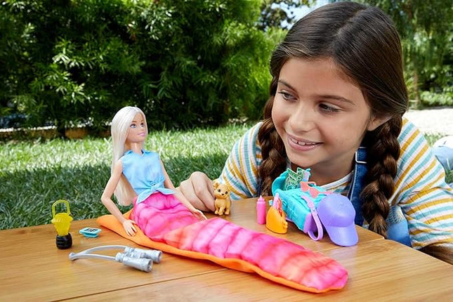 Barbie Doll and Accessories, It Takes Two “Malibu” Camping Doll with Pet Puppy and 10+ Accessories