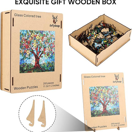 Wooden Puzzles for Adults 500 Pieces, Glass Tree of Life Jigsaw Puzzles, Adults Puzzles, Best Gifts for Puzzle Lover, Family Brain Game, 15.9x15.9 inch