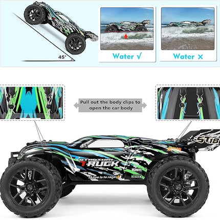 HAIBOXING RC Cars Hailstorm, 36+KM/H High Speed 4WD 1:18 Scale Waterproof Truggy Remote Control Off Road Monster Truck with Two Rechargeable Batteries, All Terrain Toys for Kids and Adult