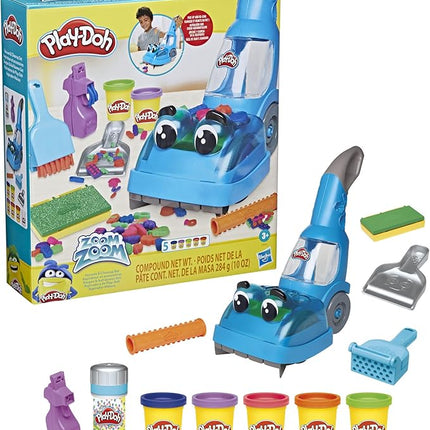 Play-Doh Zoom Zoom Vacuum Cleaner Toy, 6 Accessories & 5 Cans of Assort. Colors, Cleaning Toys for Kids, Back to School Classroom Supplies, Preschool Toys, Ages 3+