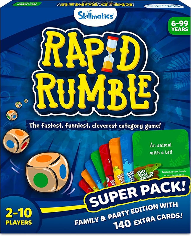 Skillmatics Board Game - Rapid Rumble Super Pack, Family & Party Edition with 140 Extra Cards, Educational Toys, Gifts for Kids, Teens & Adults