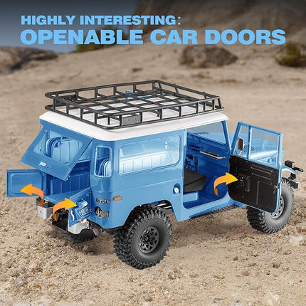 BEEZRC FMS 1/10 RC Crawler FJ40 Toyota Licensed RS 4WD 2.4G Model Rc Car Hobby 4x4 RC Rock Crawler Offroad RC Truck Remote Control Car with Transmitter for Adults (Blue) FMS11035RSBU