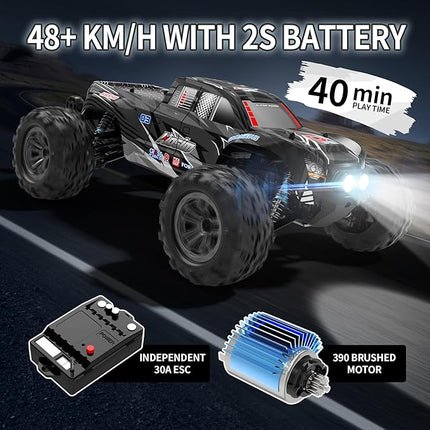 Hosim RC Cars, 1:10 Scale 48+ KMH Remote Control Car for Adults Boys, 4X4 Off-Road RC Truck with Headlights, All Terrains Waterproof Hobby Grade Large Fast Racing Toy Gift Monster Trucks