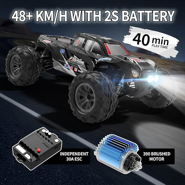 Hosim RC Cars, 1:10 Scale 48+ KMH Remote Control Car for Adults Boys, 4X4 Off-Road RC Truck with Headlights, All Terrains Waterproof Hobby Grade Large Fast Racing Toy Gift Monster Trucks