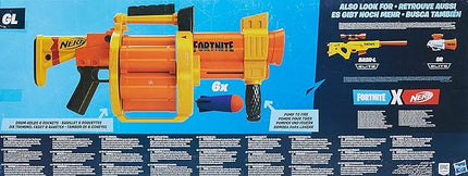 Nerf Fortnite GL Rocket-Firing Blaster – 6-Rocket Drum, Pump-to-Fire – Includes 6 Official Nerf Rockets – for Youth, Teen, Adult