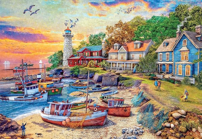 Buffalo Games - Dominic Davison - American Harbor Town - 2000 Piece Jigsaw Puzzle for Adults -Challenging Puzzle Perfect for Game Nights - Finished Size is 38.50 x 26.50