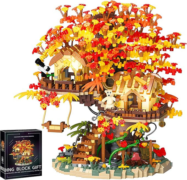 Cherry Blossom Bonsai Tree House Building Blocks Set Plants Flowers Treehouse Architecture Micro Mini Block Kits Gift for Adults and Kids（2725 Pieces）
