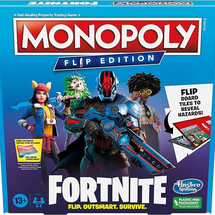 Hasbro Gaming Monopoly Flip Edition: Fortnite Board Game for Ages 13 Game Inspired by Fortnite Video Game, Board Games for Teens and Adults, 2-4 Players