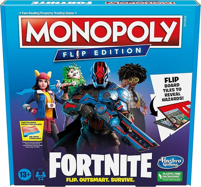 Hasbro Gaming Monopoly Flip Edition: Fortnite Board Game for Ages 13 Game Inspired by Fortnite Video Game, Board Games for Teens and Adults, 2-4 Players