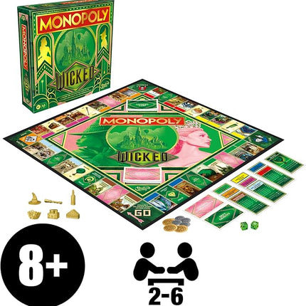 Monopoly Wicked Edition Board Game | Inspired by The Motion Picture | Ages 8+ | 2 to 6 Players | 30 Mins. | Family Games for Kids, Teens, and Adults