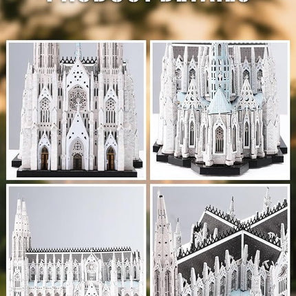 Piececool 3D Metal Puzzles for Adults, St. Patrick's Cathedral Model Kits,New York Cathedral Architecture Building Kits, DIY Hobbies Crafts for Adult Family Time,Home Decor Best Gifts