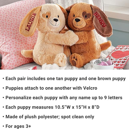 Let's Make Memories Personalized Hugging Plush Puppies - Puppy Love - Dog Stuffed Animal - for Couples - for Him - for Her