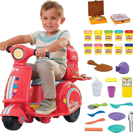 Play-Doh Pizza Delivery Scooter Playset, Large Ride-On Play Food Preschool Toys, Toy Pizza Set for Kids, Arts & Crafts for Boys & Girls, Ages 3+