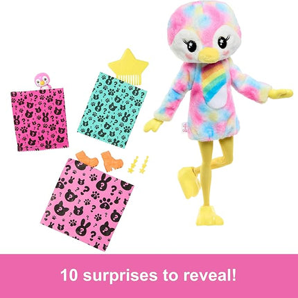 Barbie Cutie Reveal Doll & Accessories, Color Dream Series, Tie-Dyed Penguin Costume & 10 Surprises Including Color Change