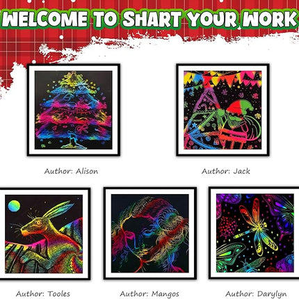 ZMLM Kids Rainbow Scratch Paper Art Crafts Mini Notes Kids Gifts 4 5 6 7 8 9 10 Years Old Girls Boys Students Teens Classroom Prizes School Supplies Birthday Party Toy Activity Stocking Stuffers