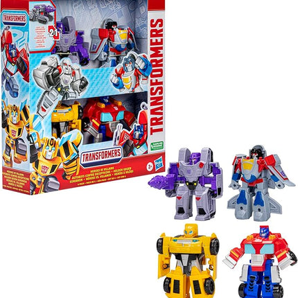 Transformers Toys Heroes vs Villains 4-Pack, Autobot and Decepticon 4.5-Inch Action Figures, Preschool Robot Toys for Kids Ages 3 and Up (Amazon Exclusive)