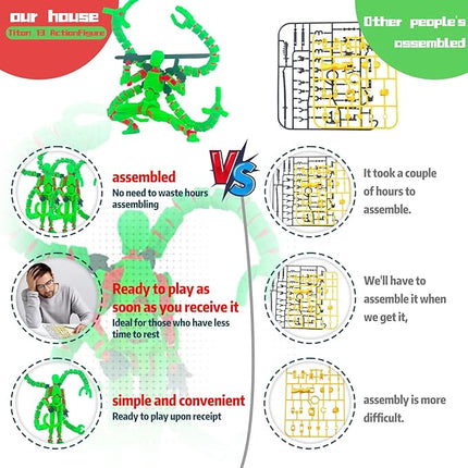 T13 Action Figure Already Assembled Accessories,T13 Multi-Jointed Movable,for Collectors Desktop Decorations t-13 Movability 3D Printed Toys (Green, 7.2inch)