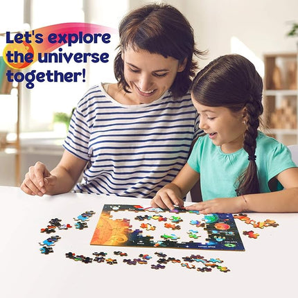 SYNARRY 100 Piece Puzzles for Kids, Space Puzzle for Kids Ages 4-8 Solar System Puzzle, 100 Pieces Puzzles for 3 4 5 6 7 8 Year Olds Boys Girls, Easter Basket Stuffers Valentines Day Gifts for Kids