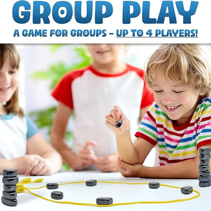 Upgraded (Multi-Level) Magnet Chess Game with String & Stones - Clear & Simple Instructions | Premium Set with 20 Larger & Stronger Stones, Adjustable Rope, 2 Dice & Travel Pouch | for Kids & Adults