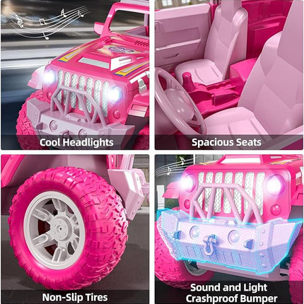 Pink Remote Control Car for Girls 4-7, 2.4GHz Off-Road RC Jeep with Spray, Climbing Toy for Girls Aged 3-4 5-6 7-8 9-10, Remote Control Vehicle Gift for Birthday Christmas Toys