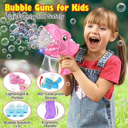 3PC Bubble Gun for Kids with 3 Bottles Solutions 13 Holes Turbo Mode Auto Bubbles Machine Birthday Gifts for Girls Kids Toys for Ages 3 4-8 Valentines Day Gifts Easter Xsmas Outdoor (Blue+Pink+Purple)