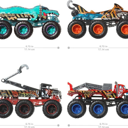 Hot Wheels, Monster Trucks 1:64 Scale Surprise Trailer Truck with 6 Wheels (Cannot Choose Model)