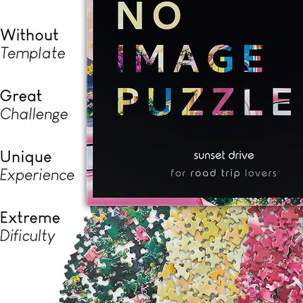 No Image Puzzle 1000 Irregular Pieces Extreme Difficult Jigsaw Challenge Adults Hardest Puzzle No Guide Ultimate Brain Teaser Intermediate Level Sunset Drive Mystery Unique Gift