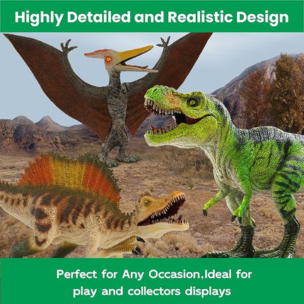 4 PCS Jumbo Dinosaur Toys for Kids 3-5 Realistic Dinosaur Figures with Movable Parts & Learning Cards- Big Dino Toys for Kids 5-7 Ideal Gift for Toddlers Boys Girls Ages 3+