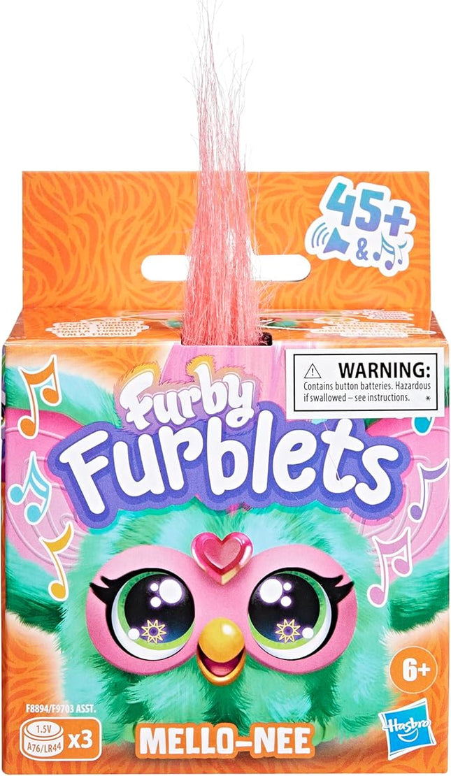 Furby Furblets Mello-Nee Mini Friend, 45+ Sounds, Summer Chill Music & Furbish Phrases, Electronic Plush Toys, Watermelon Red & Green, Back to School Gifts, Ages 6+