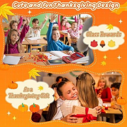 JUNEBRUSHS Fall Mini Erasers, 150Pcs Cute Thanksgiving Erasers Mini Erasers for Bulk Maple Leaf Novelty Pencil Erasers Stationery for Classroom Prizes Homework Rewards Gifts Party Favors