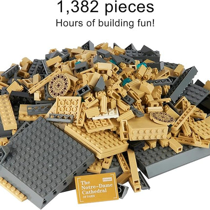 Notre-Dame Cathedral Building Block Set (1382 Pieces) Paris's Notre Dame Cathedral Famous Landmark Series - Architecture Model for Kids and Adults