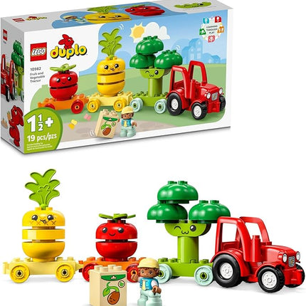 LEGO DUPLO My First Fruit and Vegetable Tractor Toy 10982, Stacking and Color Sorting Toys for Babies and Toddlers Ages 1 .5-3 Years Old, Educational Early Learning Set